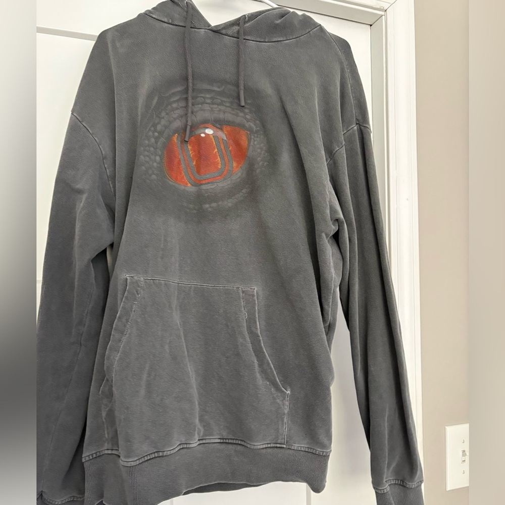 Charcoal Graphic Overtime Hoodie with Orange Detail